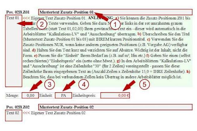 Muster-LV Testversion - Dateneingabe Zusatz-Positionen