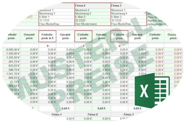 Excel Tabelle Muster-LV Hausbau-Preise