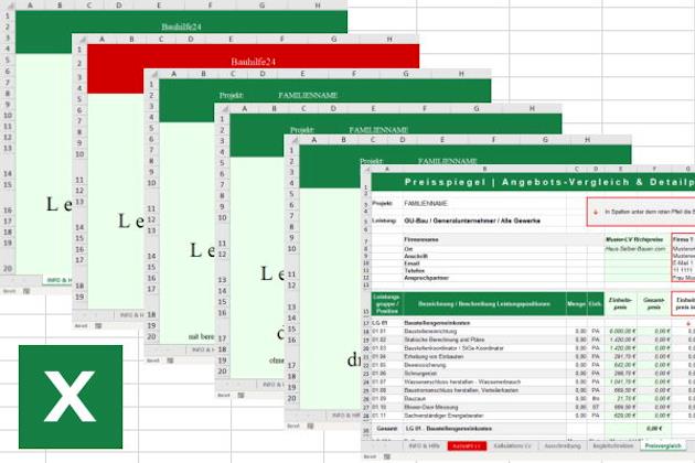 Arbeitsblätter im Excel-Muster-LV