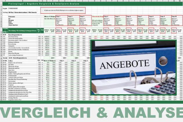 Excel-Arbeitsblatt Preisvergleich im Muster-LV